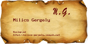 Milics Gergely névjegykártya